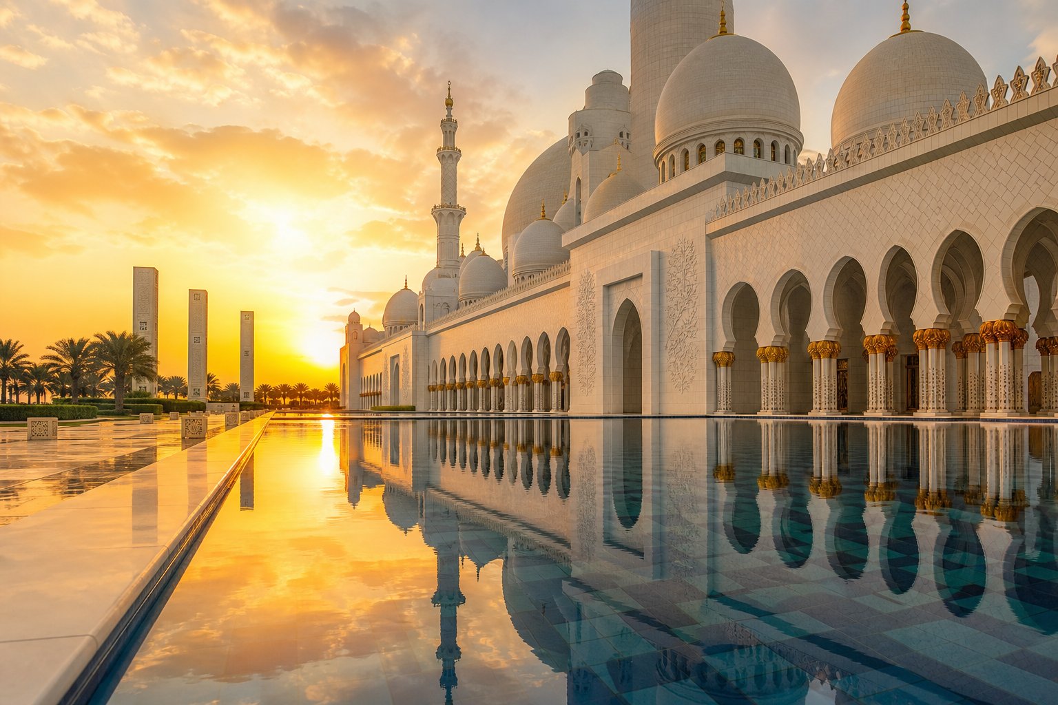 Abu Dhabi, United Arab Emirates — Grand mosques, Louvre galleries and desert dunes